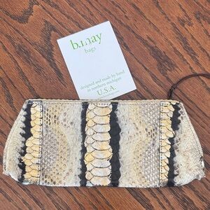 B.may Snakeskin Clutch